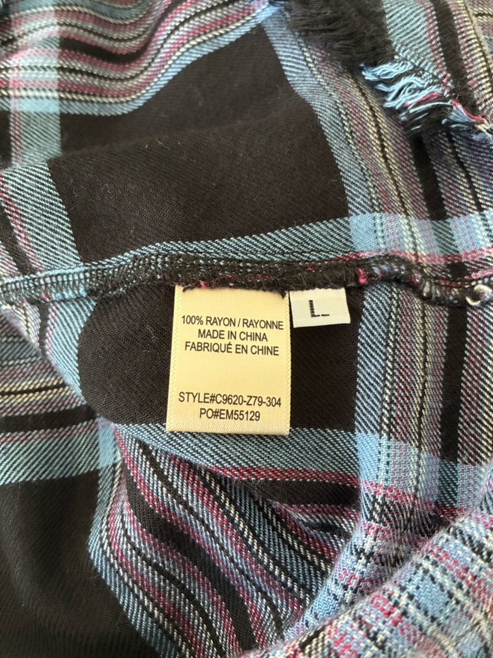 Cloth & Stone Anthropologie Women's Blue Raw Hem Flannel Button Down - Picture 7 of 9